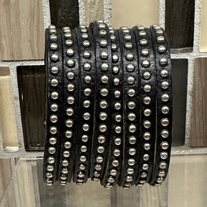 Black Studded Leather Bracelet